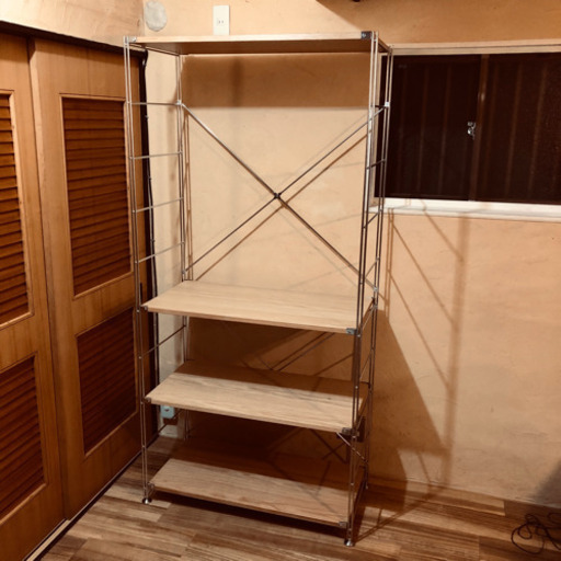 無印良品　ステンレス ユニットシェルフ  オーク材　ワイド　大　muji