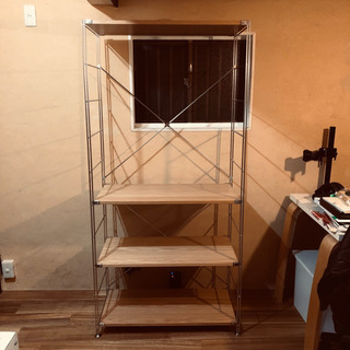 無印良品　ステンレス ユニットシェルフ  オーク材　ワイド　大　mujiの画像