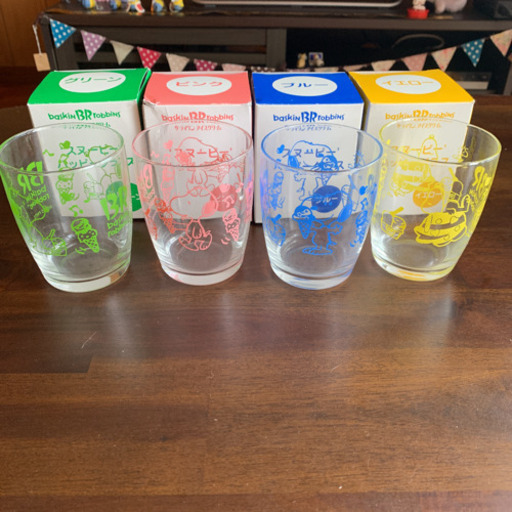 スヌーピーブルーシールグラス4点セット