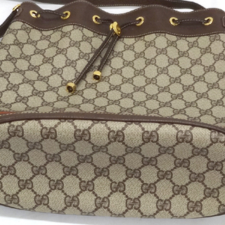 【美品】オールドグッチ ショルダーバッグ 巾着型 GG シェリーライン ロゴ金具 使用感少なめ☆本物 GUCCI オールドグッチ 巾着 ショルダーバッグ