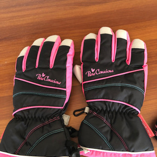 子供用　スキー手袋ゴーグルセット　女の子の画像