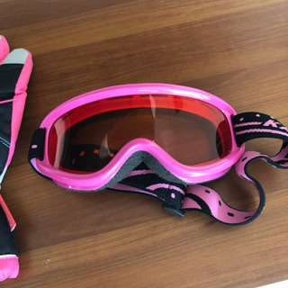 子供用　スキー手袋ゴーグルセット　女の子の画像