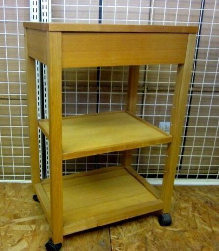【リサイクルストア スターズ 鹿児島城西店】中古 良品計画 無印良品 MUJI 木製 ワゴン キッチンワゴン タモ材 無垢 収納棚 引き出し付 棚高さ調整可