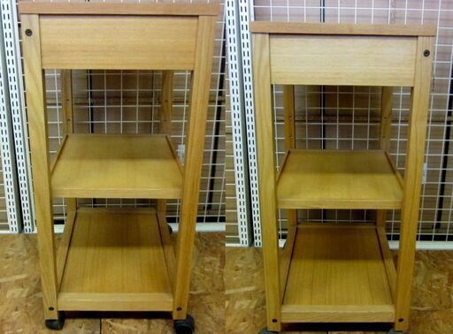 【リサイクルストア スターズ 鹿児島城西店】中古 良品計画 無印良品 MUJI 木製 ワゴン キッチンワゴン タモ材 無垢 収納棚 引き出し付 棚高さ調整可