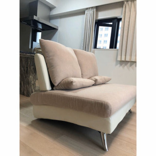 L字型のカウチソファ 白×アイボリー