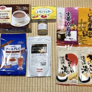 紅茶、ココア、しょうが湯、きんかん湯、くず湯、ミルク、レモンシュ...