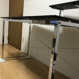 【一時中断】　引っ越しセーール　机/デスク　と椅子/チェアー　（black）　一式の画像