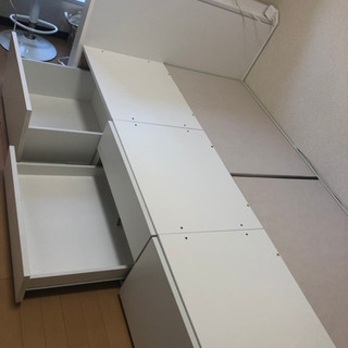セミダブル　ベッドフレーム　大容量収納　コンセント付き　白の画像