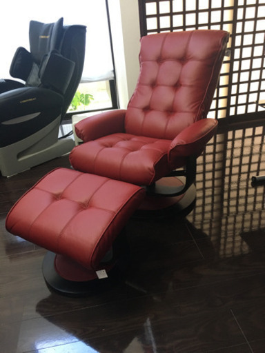 新品！未使用！本革！リクライニング！オットマン付きチェアー！
