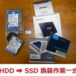 ハードディスク HDD を SSD (Samsung 500GB 860EVO) に 換装作業一式 Windows/Mac