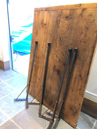 足場板のテーブル天板\u0026アイアン脚