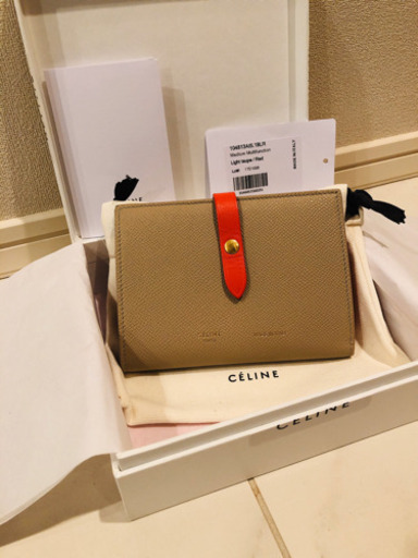 セリーヌ CELINE 二つ折り財布 ミディアム ライトトープ レッド
