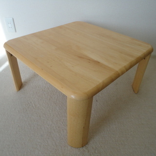 天然木折れ脚テーブル 60×60×32cm　ローテーブル　折りた...