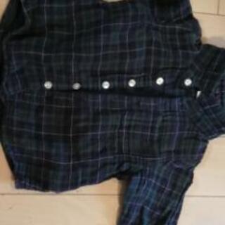 男女ok　無印良品のガーゼ襟つきチェック柄シャツ