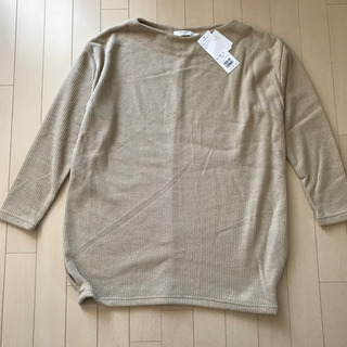 新品☆SM2サマンサ モスモス ブルー 畦ニットソーチュニック サイズＬ ベージュ 体型カバーの画像