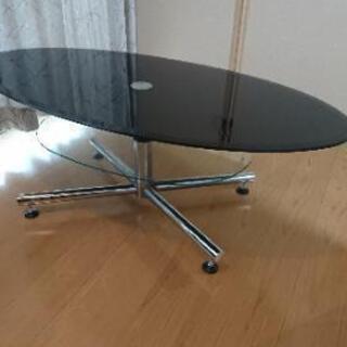 楕円形ガラステーブル