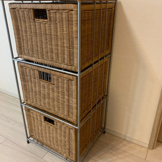 ラタン調チェスト　３段の画像