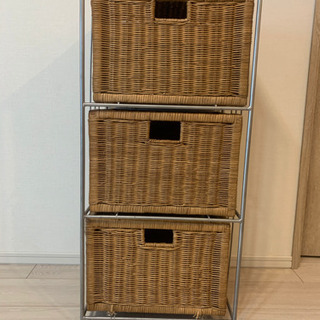 ラタン調チェスト　３段の画像