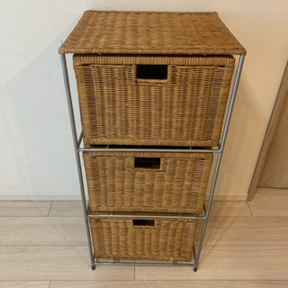 ラタン調チェスト　３段の画像