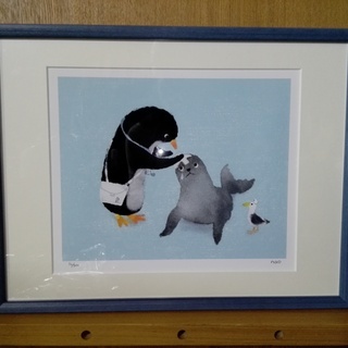 【新品】☆値下げ☆絵画 ペンギン先生の往診 アートフレーム