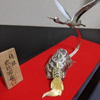 武比古　3.5号　鶴2羽 武比古純銀3.5号鶴の置物