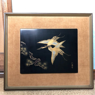 輪島塗パネル　時代物蒔絵額装　加飾