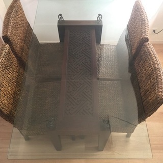 (チェア4脚セット)ウォーターヒヤシンス ダイニングチェアセット　アジアン バリ風の画像