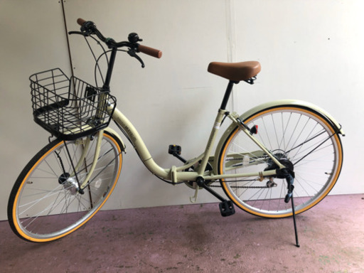 ⚫️⚫️⚫️MYPALLAS.26インチ 折り畳み、珍しい、オートライト 新品同様、6段変速付、籠付