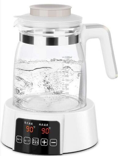 電気ケトル 24h恒温 調乳ポット ガラス 1.2L 大容量 温度設定/保温機能付き