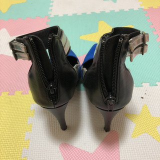 ハイヒール 23cm ブルー/シルバーの画像