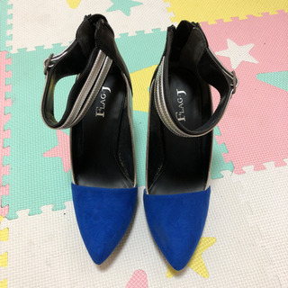 ハイヒール 23cm ブルー/シルバー