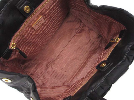 美品 PRADA プラダ BN1601 リボン ナイロン×レザー トートバッグ