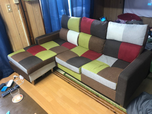 パッチワークソファ　L字3人掛け