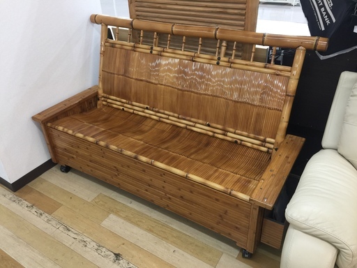 梅里竹芸 3人掛けソファベンチ収納付き 竹製 梅里竹芸 三