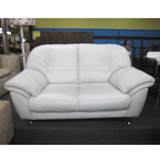 札幌【まっ白い 2人掛けソファ】幅152cm 合皮 合成皮革 ホワイト 白