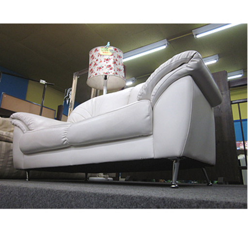 札幌【まっ白い 2人掛けソファ】幅152cm 合皮 合成皮革 ホワイト 白 ソファー 本郷通店