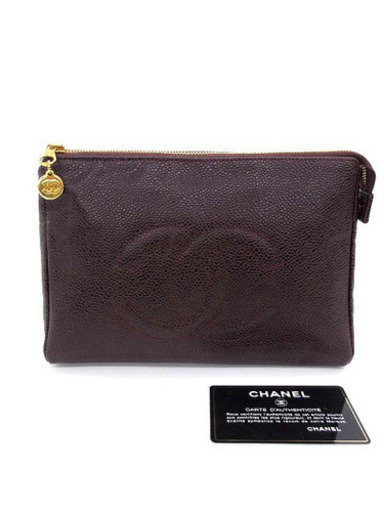 CHANEL シャネル キャビアスキン ココマーク ポーチ クラッチバッグ