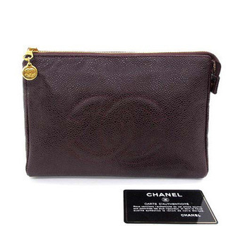 CHANEL シャネル キャビアスキン ココマーク ポーチ クラッチバッグ