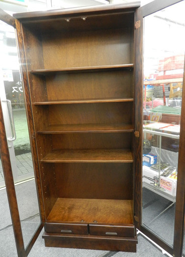 ►大雪木工 書棚 扉付き本棚 旭川家具 高級木製書庫 幅82 高さ188cm 樺材 札幌市北区 屯田