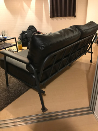 ソファー　レザー　黒　2.5人掛け