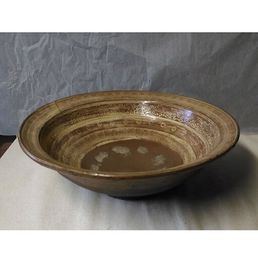 c492 唐津焼 鉢 三島唐津 直径36cm 江戸初期 木箱入り