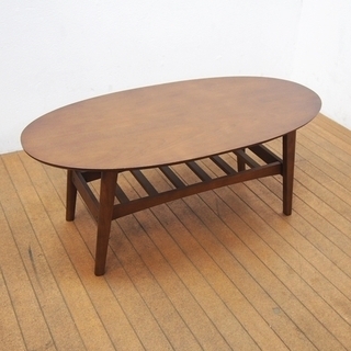【良品】emo. エモ リビングテーブル (Surf) EMT-2577 ブラウン ミッドセンチュリー 北欧 Living Table (LA68)の画像