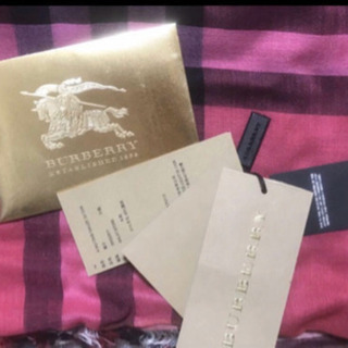 未使用フルセット BURBERRY スカーフ バーバリー コーラルピンク ストール マフラーの画像