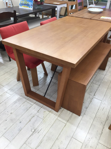 1/9東区和白   ダイニング4点セット  ベンチチェアタイプつき