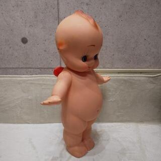 特大 ビッグ キューピー人形 高さ約58cm オレンジ羽根付き フィギュア ソフビ レトロの画像