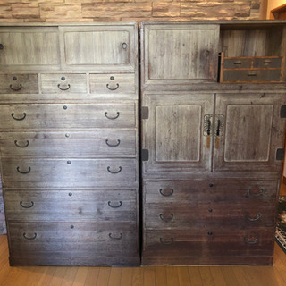 無料　桐箪笥　二つセット　上中下三段に分かれます