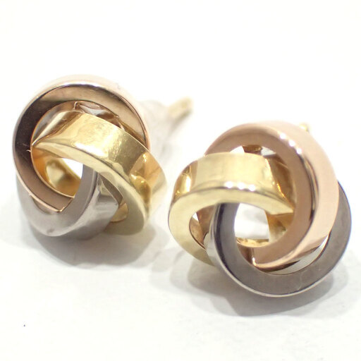 E041 美品 K18YG WG PG トリニティピアス