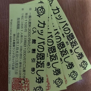 伊達市カッパ王國割引き券四枚