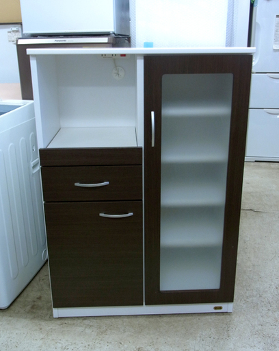 南12条店 ミドルレンジボード キッチンボード キッチン収納 食器棚 こげ茶 白