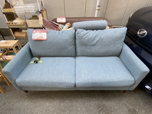 ☆中古 激安！！ ソファ　2人掛け　インテリア家具　ブルー　布製　￥14,800！！